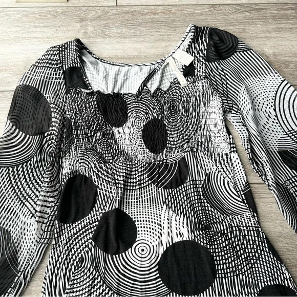 Nicole Benisti Polka Dots Sheer Sleeve Cutout Back Stretch Dress - Picture 9 of 16